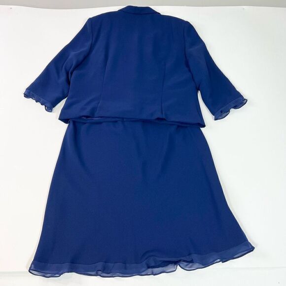 Talbots Two Piece Outfit Women's 18 Blue Top & Skirt Ruffles Matching Set - Picture 10 of 11